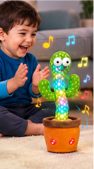 Talking Dancing Cactus Toy for Kids – Singing & Recording Plush Cactus with Repeat Function, LED Lights & Music