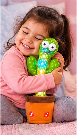 Talking Dancing Cactus Toy for Kids – Singing & Recording Plush Cactus with Repeat Function, LED Lights & Music