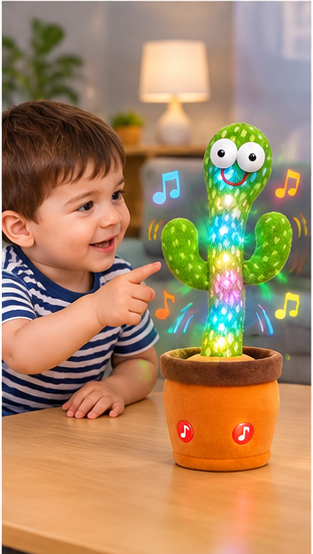 Talking Dancing Cactus Toy for Kids – Singing & Recording Plush Cactus with Repeat Function, LED Lights & Music