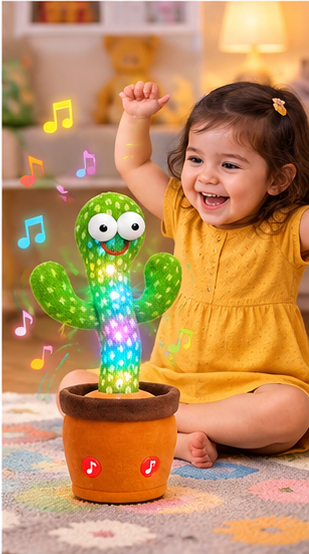 Talking Dancing Cactus Toy for Kids – Singing & Recording Plush Cactus with Repeat Function, LED Lights & Music